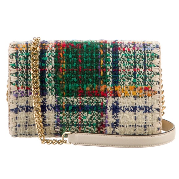 Tory Burch Vintage Willa Tweed Convertible  Bag with Gold Chain - Picture 5 of 11